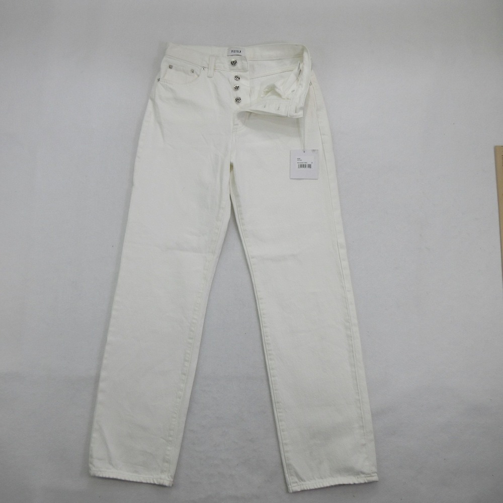 Pistola Women's Jeans 26 Cassie Super High Rise Straight Leg White Denim New